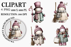 Whimsical Christmas Snowman Clipart Watercolor PNG Product Image 1