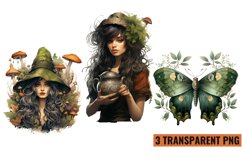 Watercolor Woodland Witch Halloween sublimation , PNG Product Image 1