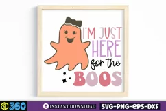 I'm just here for the boos SVG, Halloween SVG, Reto Cute Gho Product Image 4