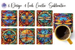 Stained Glass Square Coaster Sublimation Designs PNG Product Image 9