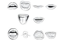 Lips Mouths Set 3 Procreate Brush Stamp, 30 Lips Product Image 8