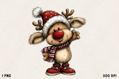 Cute Whimsical Christmas Reindeer Clipart Holiday PNG Product Image 1