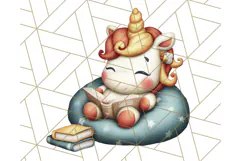 Magical Bookish Unicorn PNG Clipart Reading Books & Stories Product Image 4