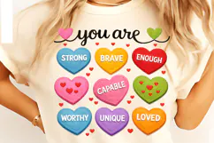 Crochet Valentine Candy Heart PNG, Faux Yarn You Are Enough Product Image 6