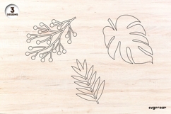 Hand Drawn Leaves SVG For Engraving | Leaf Line Art | SVG Product Image 1