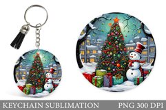 Snowman Keychain Design. Cute Snowman Round Keychain Product Image 1