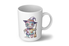 Witch Hat Stitched Doll Broom Halloween Voodoo PNG Product Image 6