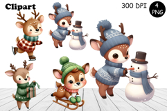 Christmas bunny animals winter Watercolor Clipart Product Image 1