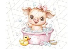 Farm Animal Babies in Bubble Bath PNG, Nursery Clipart Product Image 4
