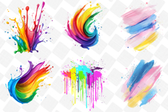 Colorful Brushstroke Clipart - Set Of 31 Png Bundle Product Image 3