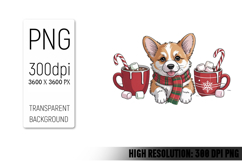 Cute Christmas Dog, Animal Sublimation Clipart PNG Product Image 1