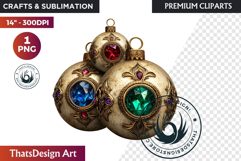 Christmas Jewel Baubles Clipart | Elegant Holiday Ornaments Product Image 1