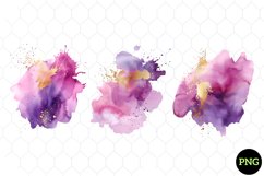 Watercolor Purple Pink Gold Splash Clipart Product Image 1