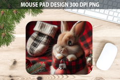 Christmas Rabbit Mouse Pad Sublimation - Animal PNG Design Product Image 1