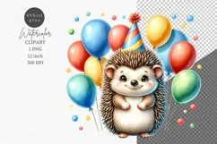 Party animals, Hedgehog clipart, Birthday clipart Product Image 1