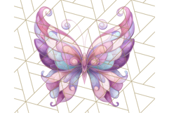 Stained Glass Butterfly PNG Colorful Clipart for Sublimation Product Image 3
