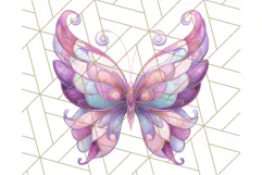 Stained Glass Butterfly PNG Colorful Clipart for Sublimation Product Image 3