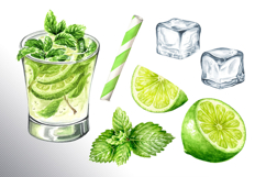 Mojito. Hand drawn watercolor set Product Image 9