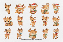 15 Bundle Watercolor Cute Deer Stag Animal Buck Forest Wild Product Image 8