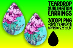 Bright Floral Teardrop Earring Sublimation PNG Product Image 1