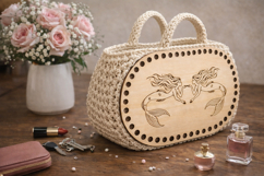 Basket base with mermaid women engraving digital file 8 inch Product Image 8