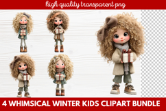 4 Whimsical Winter Kids Clipart | Cute Winter Kids PNG Product Image 1