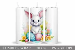 Cute Bunny Tumbler Sublimation. Bunny Easter Tumbler Design Product Image 1