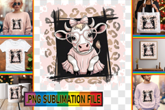 Whimsical TSHIRT PNG Designs, Cute Cow Product Image 1