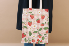 Cute Strawberry Seamless Pattern Bundle, Cottagecore Gingham Product Image 8
