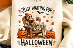 Just waiting for Halloween PNG, Funny Skeleton Halloween PNG Product Image 1