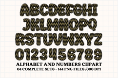 Black and Gold Alphabet png clipart, gold letters doodle Product Image 2