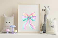 Pastel Rainbow Coquette Bow Clipart PNG Product Image 7