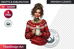 Traditional Christmas Clipart PNG, xmas sublimation, santa Product Image 1