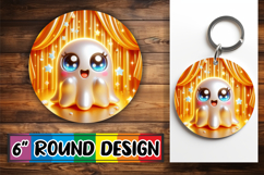 Playful Car Coasters Sublimation PNG, 3D Cute Ghost Product Image 1
