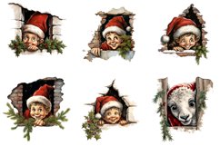 Retro Christmas Peeking Clipart, Set of 20 Png Product Image 3