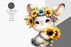 Bunny clipart, Sunflowers sublimation Product Image 1