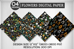 Flowers Seamless Digital Paper, Flowers Background Product Image 1