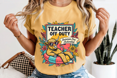 Teacher Off Duty PNG, Summer Era Highland Cow Sublimation Product Image 8