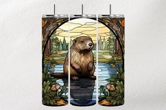 Beaver Stained Glass Square Coaster - 04 Variations Product Image 2