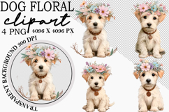 Whimsical Dogs Floral Clipart Spring Png Product Image 1