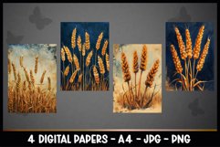 4 Vintage Wheat Digital Papers I Junk Journal Page Product Image 2