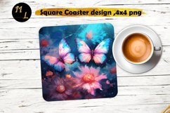 Butterflies Coaster design,flowers Square Coaster Product Image 1