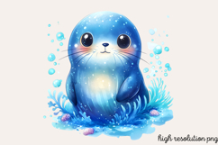 Pastel Cute Mermaid Watercolor Clipart PNG Product Image 1