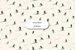 Vintage Skiers Seamless Pattern Winter Sport Illustration Product Image 1