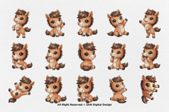 15 Bundle Watercolor Brown Cute Horse Baby Foal Pony Unicorn Product Image 8