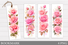 Roses Bookmark Design. Flowers Bookmark Sublimation Product Image 1