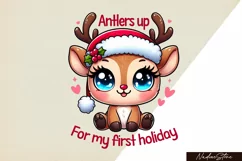 First Baby Christmas, cute reindeer Sublimation PNG. Product Image 1