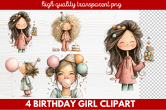 Birthday Girl Clipart | Cute Celebration PNG Illustration Se Product Image 1