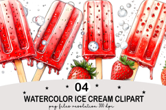 Watercolor Ice Cream Clipart Png Product Image 1
