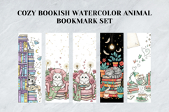Cozy Bookish Whiskers Bookmark Set,Watercolor Reading Animal Product Image 8